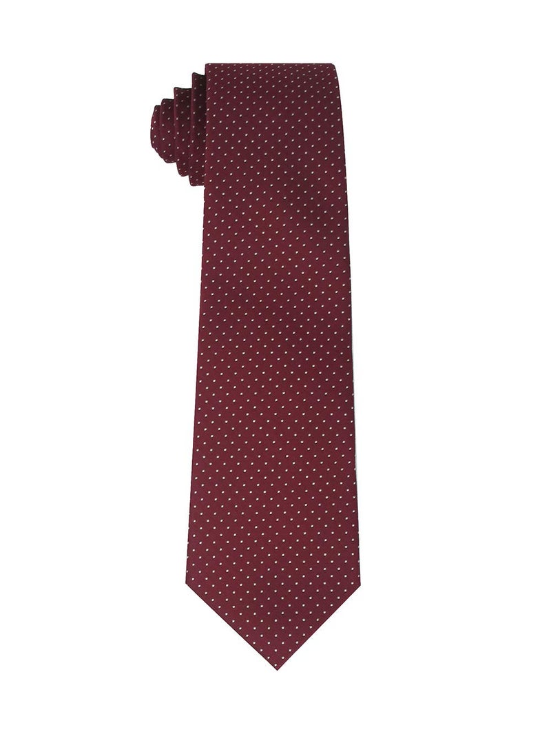 Kebocis Mens Polka Dot Neckties Polyester Neck Tie for Men, Burgundy - Image 2